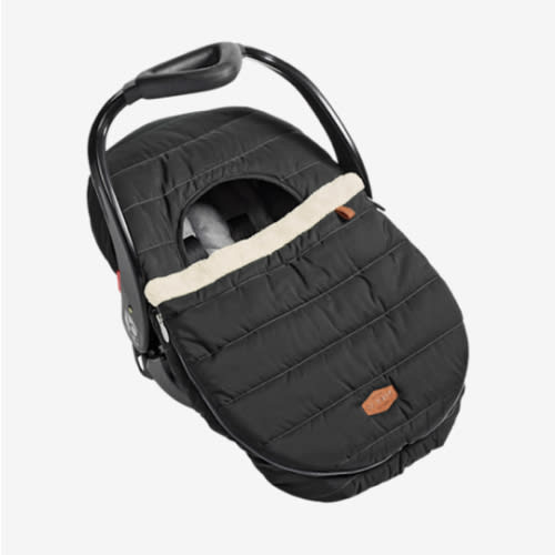 JJ Cole Winter Baby Car Seat Cover - Winter Car Seat Cover for Baby Seat or Stroller - Infant Car Seat Covers with Warm Sherpa Lining - Black