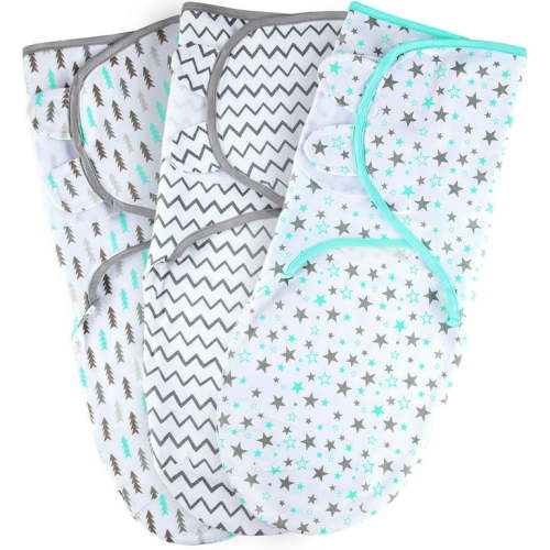 Baby Swaddle Blanket Boy Girl, 3 Pack Preemie Size Newborn Swaddles Up to 7 Pounds, Premature Adjustable Swaddling Sleep Sack, Aqua