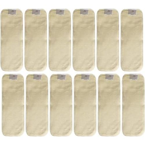 Hemp Diaper Inserts: Overnight Cloth Diaper Doubler Booster Pads (Pack of 12)