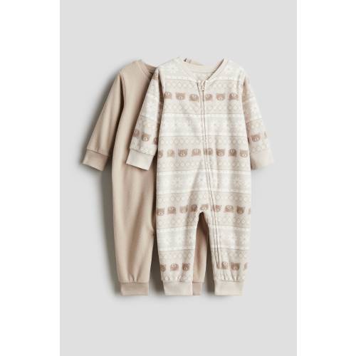 2-PACK FLEECE ZIP-UP PAJAMA JUMPSUITS