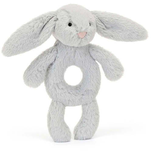 Jellycat Bashful Silver Bunny Ring Rattle, 7"