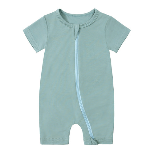 WIBACKER Baby Boys Girls Bamboo Viscose Romper, 2 Way Zipper Short Sleeve Jumpsuits, Sleep and Play 0-24 Months