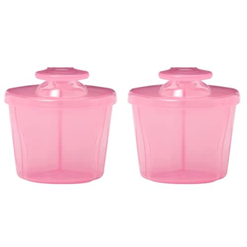 Dr. Brown's Baby Formula Dispenser with Snap-On Lid for On-The-Go Feedings,Milk Powder Dispenser for Traveling with Infant,Pink Pack of 2