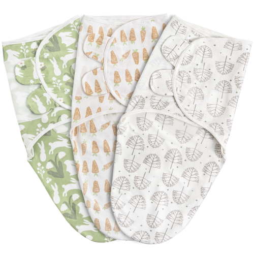 Gllquen Baby Organic Swaddle Blankets, 3-Pack, 0-3 Months, Unisex, Spring Letter