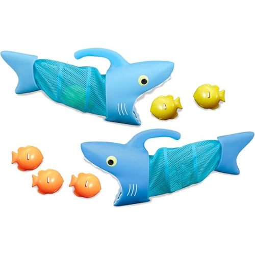 Melissa & Doug Sunny Patch Spark Shark Fish Hunt Pool Game With 2 Nets and 6 Fish to Catch For 8 years