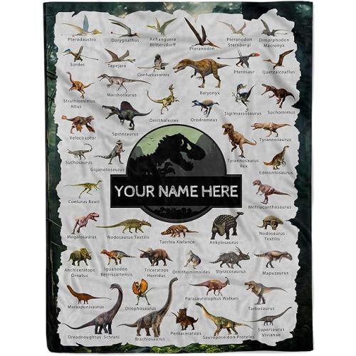 Personalized Dinosaur Blanket with Name Custom Name Blanket for Baby Boy Newborn Customized Gifts for Baby Shower Christmas Birthday Expect Mom
