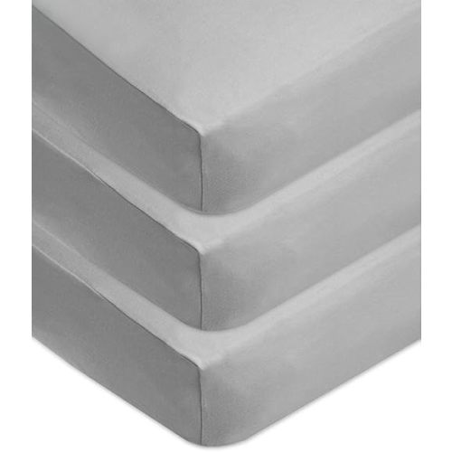 American Baby Company 3 Pack Fitted Crib Sheets 28" x 52", Soft Breathable Neutral 100% Cotton Jersey Sheet, Grey, for Boys and Girls, Fits Crib and Toddler Bed mattresses