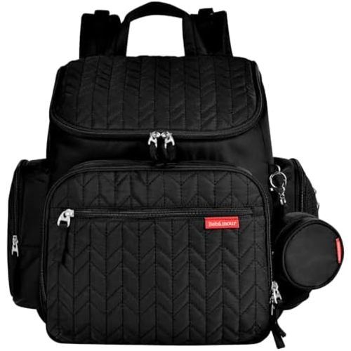 Bebamour Diaper Bag Backpack Large Capacity Diaper Backpack Travel Baby Bag with Changing Pad, Mesh Bag, Insulated Bag, Pacifier Case& Stroller Attachment, Diaper Backpack for Mom&Dad (Black)