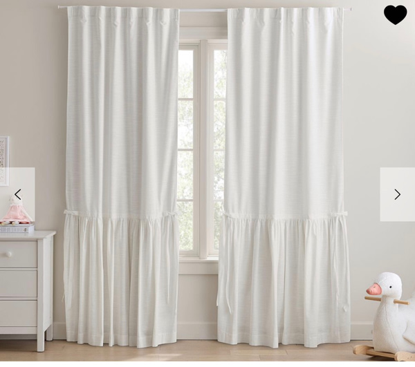 Evelyn Linen Blend Ruffle Bottom Bow 84” Blackout Curtain