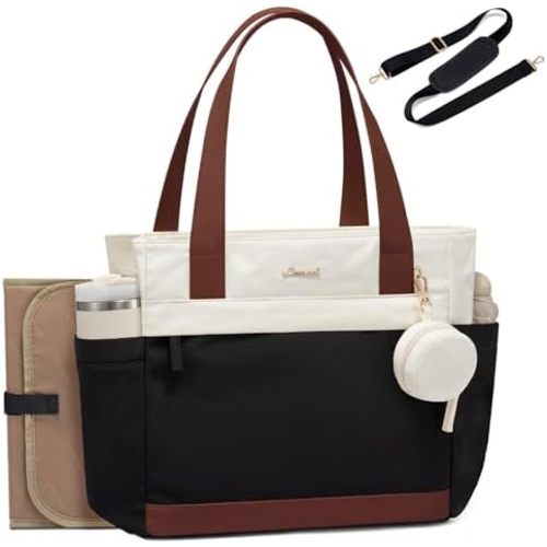 LOVEVOOK Diaper Bag Tote Large Baby Bag for Mom Hostipal and Travel Diaper Tote for Baby Boy with Pacifier Case Changing Pad