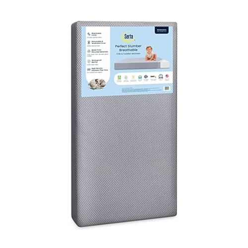 Serta Perfect Slumber Dual Sided Crib and Toddler Mattress - Waterproof - Hypoallergenic - Premium Sustainably Sourced Fiber Core -GREENGUARD Gold Certified (Non-Toxic) -7 Year Warranty - Made in USA