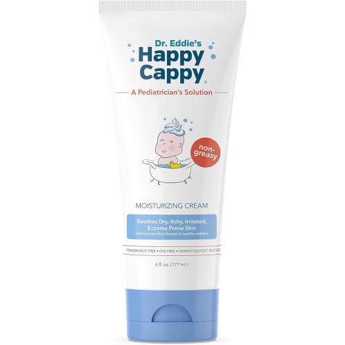 Happy Cappy Moisturizing Cream - Baby Cream for Eczema-Prone Skin, Lotion for Infants, Kids, Pediatrician-Formulated, Gentle, Paraben Free, Hypoallergenic, Sulfate Free, Soothes Dry Skin - 6 fl oz