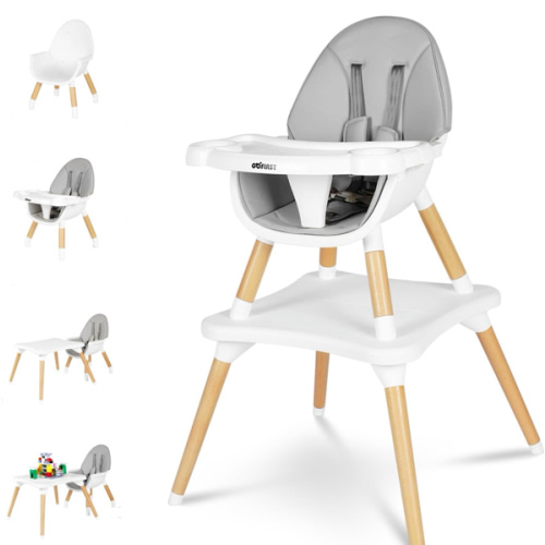 Gofirst 6 in 1 Baby High Chair,Convertible High Chairs for Babies and Toddlers/Booster Seat/Table and Chair Set,Baby Feeding Chair/5-Point Harness,4-Position Removable Tray&PU Cushion Baby Highchair