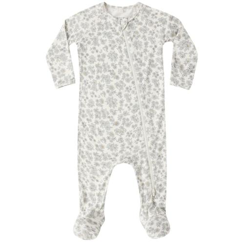 Quincy Mae - Bamboo 2-Way Zipper Footie - Blue Floral