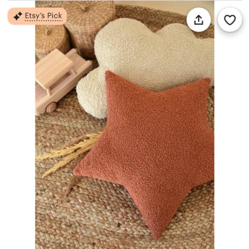 Teddy Boucle Cloud Cushion | Boucle Cushion | Cream Sherpa Pillow | Boucle Cloud Pillow | Cream Moon Shaped Pillow | Boucle moon and cloud