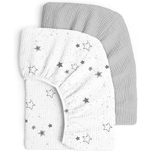 Lulu moon Muslin Crib Sheets - Fitted Crib Mattress Sheets for Boys and Girl - 28"x 52", 2 Pack