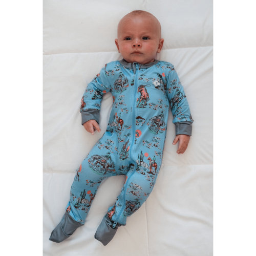 Cowboy Up Baby Zip Up - Blue | Western Infant Gift | BURLEBO