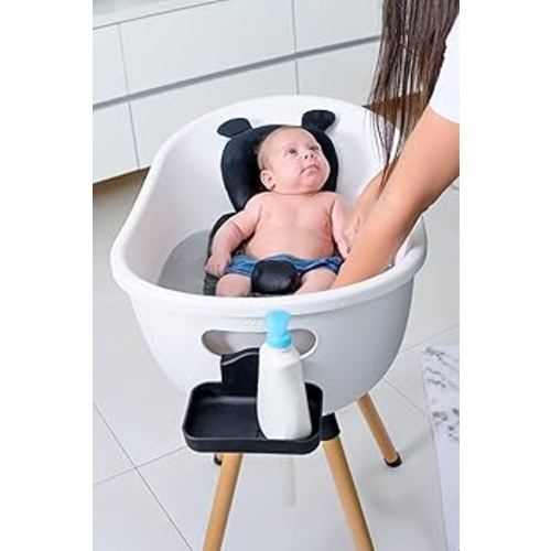 Baby Bathtub with Wooden Stand – 3-Stage Convertible, Ergonomic & Back-Saving Design