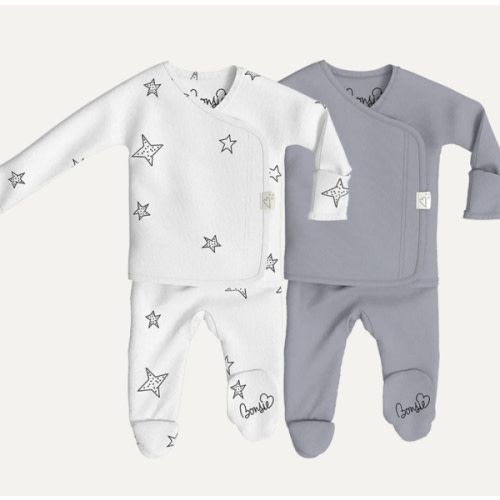 Baby Bundle Footie - Fog & Star Twin Pack – Bonsie Skin to Skin Babywear