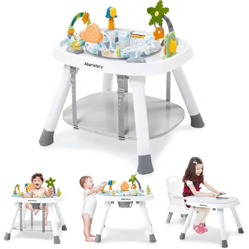 Time Followers® Baby Activity Center - 3-Stage Standing Play Center Jumpers and Bouncers with Music, Lights, 360°Rotating Seat,Montessori Inspired Interactive STEM Exersaucer Toys for Baby Ages 6M+