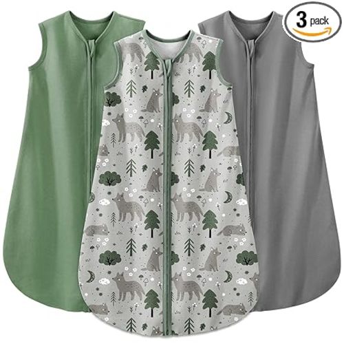 Yoofoss Baby Sleep Sack 0-6 Months Baby Wearable Blanket 100% Organic Cotton 2-Way Zipper Toddler Sleeping Sack, 3 Pack Soft Lightweight Sleep Sacks for Babies