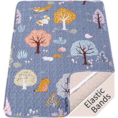 Padded Pack n Play Sheets Breathable Thick Pack and Play Mattress Protector, Quilted 38x26” Playard Sheet Fitted for Graco, Portable Mini Cribs and Foldable Mattress Pad, Soft Playpen Mattresses Cover