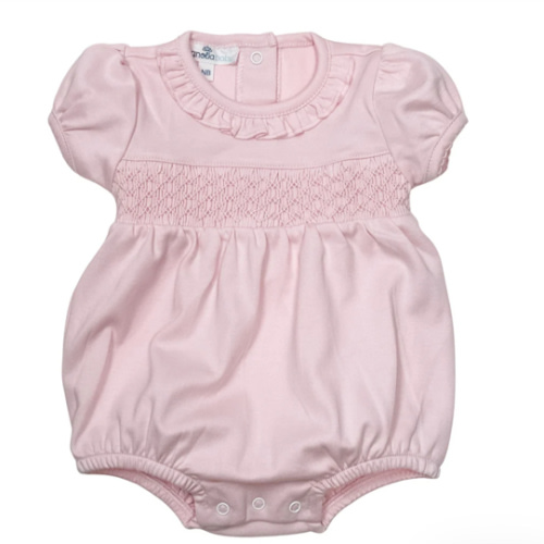 Essentials Solid Smocked Bubble - Pink