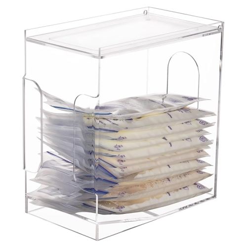 Breast Milk Storage Tower for Breastmilk Storage Bags, Clear Breast Milk Storage Bags Freezer Organizer Breastmilk Storage Container with Freeze Milk Flat Storage Panel - Holds Up to 60 oz