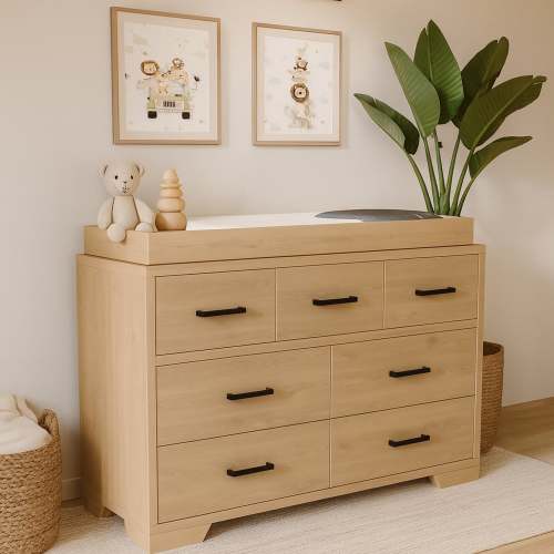 Birch 7 Drawer Double Dresser
