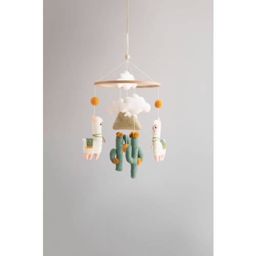 Cactus llama baby mobile,neutral mobile, cactus nursery decor, hanging mobile