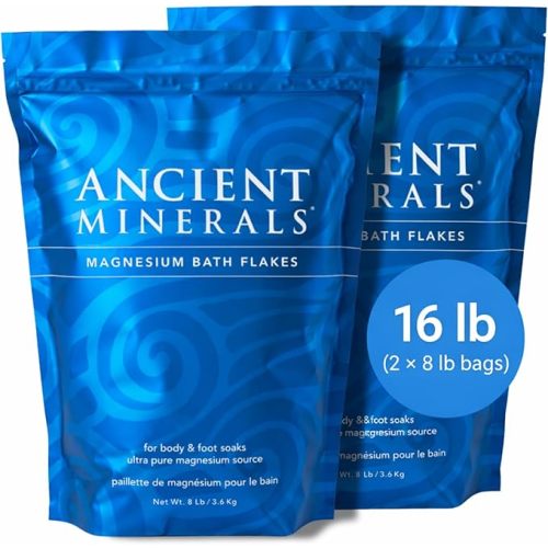 Ancient Minerals Magnesium Bath Flakes - Bathing Alternative to Epsom Salt - Soak in Natural Salts - High-Absorption Efficiency for Relaxation, Wellness & Muscle Relief (4 .4 lb)