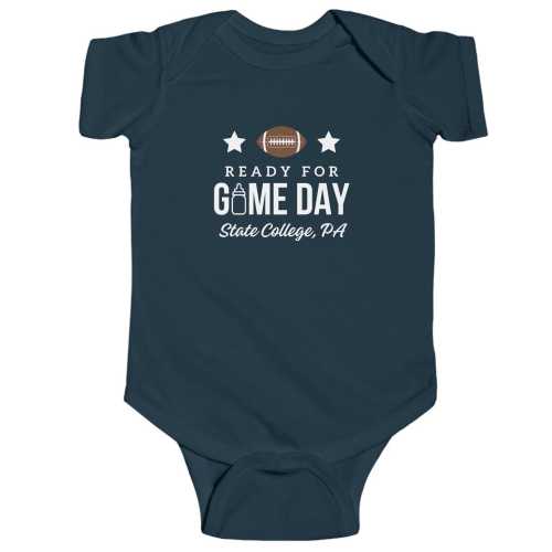 State College, PA Ready for Game Day - Baby Bodysuit, College Football, Young Tailgater, Campus Tailgate, Newborn, Infant, Toddler