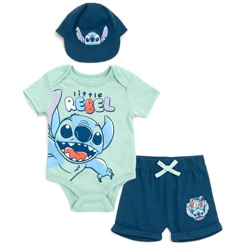 Disney Pixar Baby Bodysuit, Shorts and Baseball Cap 3 Piece Outfit Set Newborn to Infant Sizes (Newborn - 24 Months)