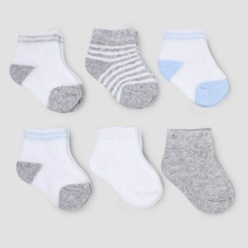 Carter's Just One You® Baby Boys' 6pk Basic Terry Ankle Socks - Gray/Blue/White, Size: 0-3M