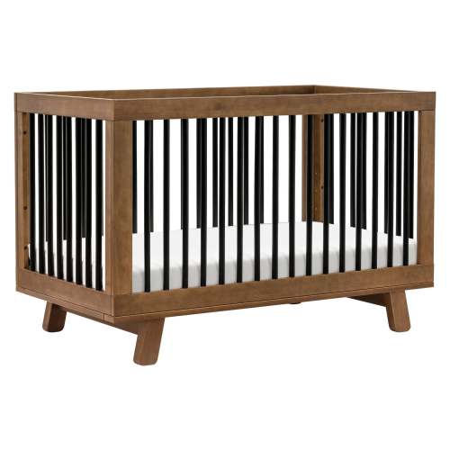 Hudson 3-in-1 Convertible Crib - Natural Walnut/Black