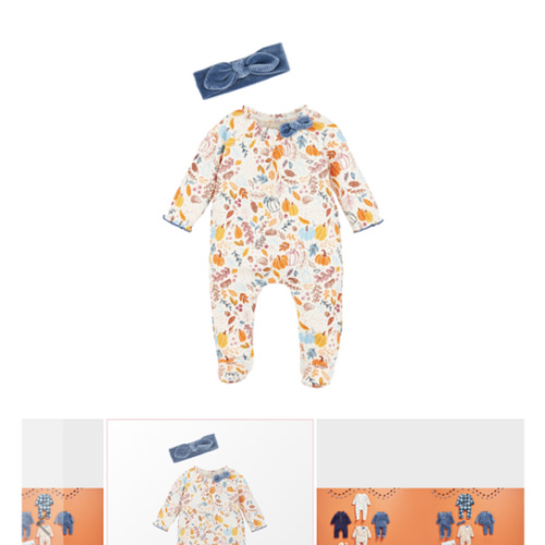 Pumpkin Floral Baby Sleeper And Headband Set