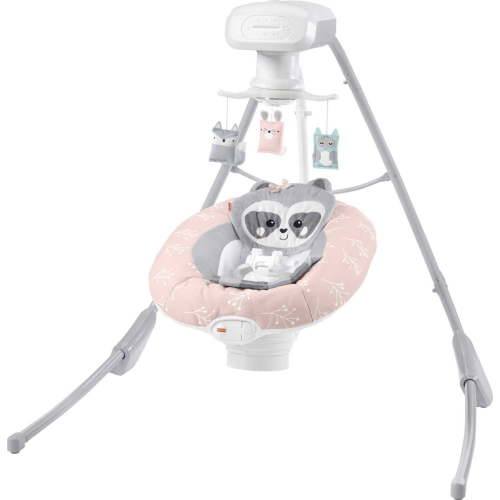 Fisher-PriceBaby Raccoon Swing, Pink Dual Motion Baby Swing