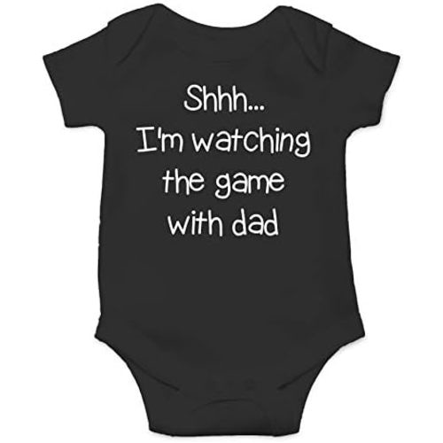 Shh.. I'm Watching The Game With Dad - Funny Baby Essentials Bodysuit - Newborn Boy Outfit