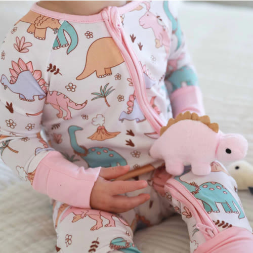 Caden Lane Dolly's Dinos Convertible Zip Romper