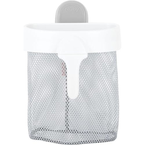 Nuby Mesh Toy Caddy - Bath Toy Storage Organizer with Detachable Suction Hanger - Handle for Easy Scooping - Durable, Quick-Dry Mesh