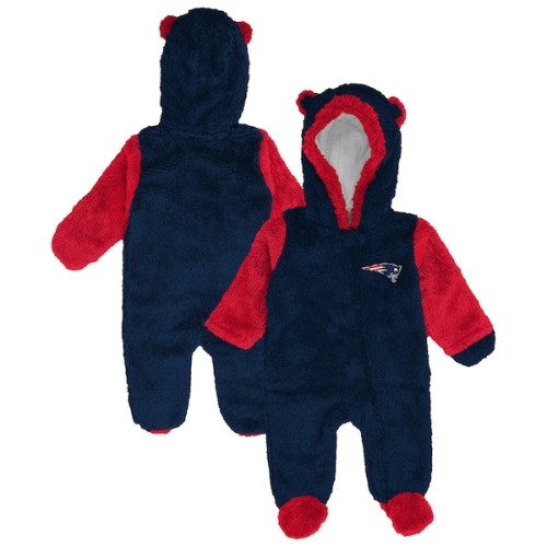 New England Patriots Outerstuff  Newborn Teddy Fleece Bunting Full-Zip Sleeper - Navy