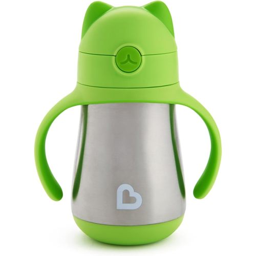 Munchkin Cool Cat Sippy Cup for Toddlers, Stainless Steel Straw Cup, 8 Ounce, Pink