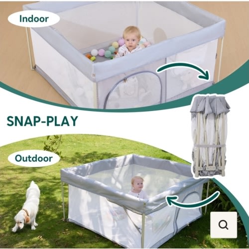 Baby Playpen: 2-Step Folding, Safe & Portable | Babelio