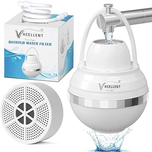 8-Stage Bathtub Water Filter for Tub Faucet, 5,000-Gallon Long-Lasting Bath Water Purifier – Removes Chlorine & Heavy Metals for Softer Skin & Hair – BPA-Free Vitamin C & Carbon KDF Filter