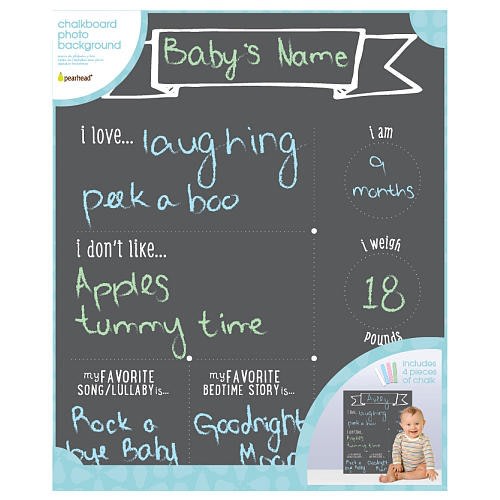 Pearhead All About Baby Photo Sharing Chalkboard with Multi-Colored Chalk