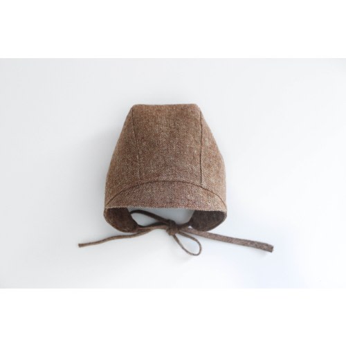 Baby Boys Linen Bonnet, Baby Boys Brown Cap, Toddler Boys Sun Hat, Baby Boy Sun Bonnet, Baby Bonnet, Vintage Baby Boys Baby Shower Gift