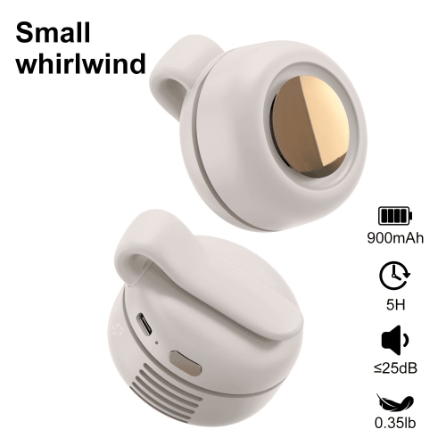 SPORTS JOY Whirlwind Cooling Fan, 2 in 1 Clip on Waist Fan, 3 Speeds USB Rechargeable Bladeless Electric Fan, 360° Rotation Personal Fan for Office, Gym, Travel, Camping, Gift (Milky White)
