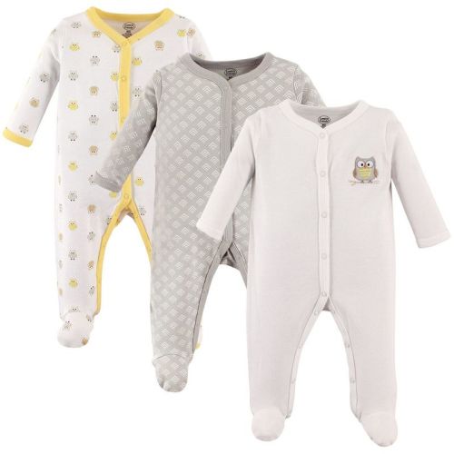 Luvable Friends Baby Snap Cotton Sleep And Play 3pk, Owl, 6-9 Months