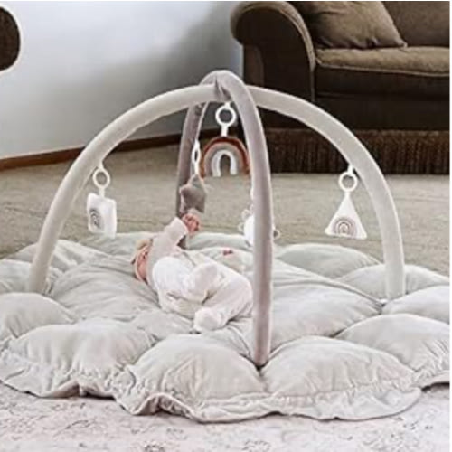 Amazon.com : 5-in-1 Thick & Plush Baby Play Gym, Baby Play Mats for Floor, Tummy Time Mat with 6 Toys, Cat Bed, Dog Bed, Convertible Stage-Based Developmental from Baby to Toddler, Ball Pit, Pet Cushion : Baby
