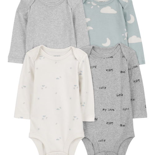 Heather Baby 4-Pack Long-Sleeve Cloud Bodysuits | Carter’s Oshkosh Canada